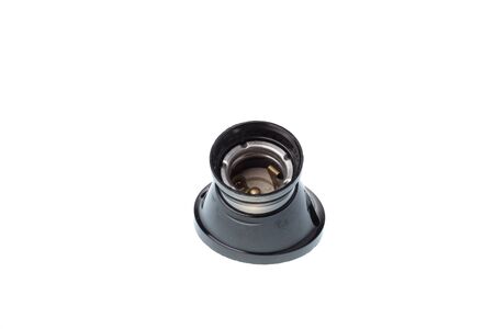 Black E27 lamp fixture socket with large base, isolated on white backgroundの写真素材