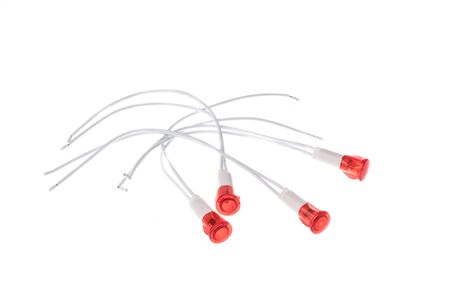 Set of voltage indicator neon glow lamps, isolated on white backgroundの写真素材