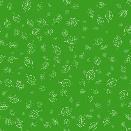 handdrawn seamless pattern green leavesのイラスト素材