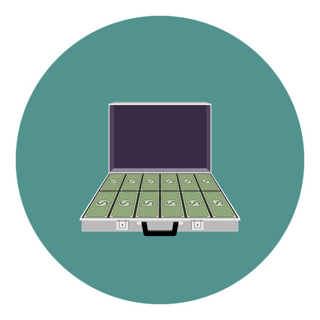 illustration case full of money on white backgroundのイラスト素材