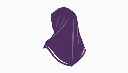 Hijab woman back view silhouette, modest fashion illustration, Islamic clothing concept, female figure design, black vector style, minimalist artwork, isolated on white background.のイラスト素材