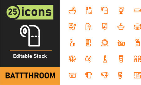 Bathroom Icon Set. Vector artwork and illustration. Editable strokのイラスト素材