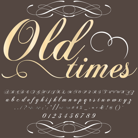 Font Typeface Old times vintage script font Vector typeface for labels and any type designsのイラスト素材