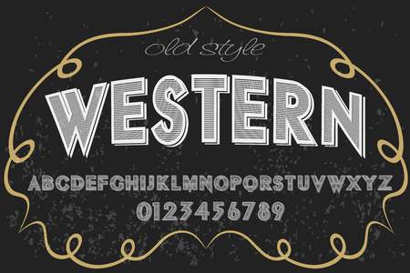 Vintage font alphabet handcrafted vector named western.のイラスト素材