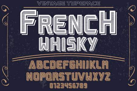 vintage font alphabet handcrafted vector named french whiskyのイラスト素材