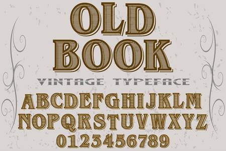 Vintage font alphabet handcrafted vector old book.のイラスト素材