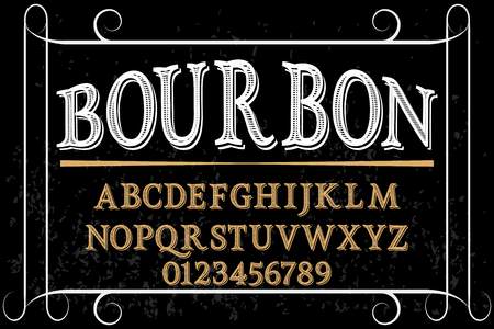 Vintage font handcrafted vector named bourbon.のイラスト素材