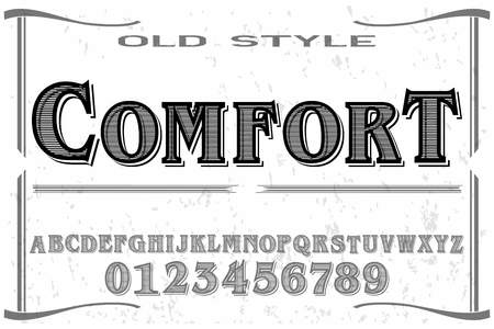 Vintage font alphabet handcrafted vector named comfort.のイラスト素材