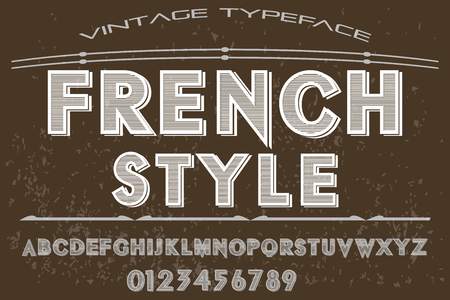 Vintage font alphabet handcrafted vector french style.のイラスト素材