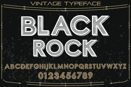 A vintage font typeface handcrafted vector named black rockのイラスト素材