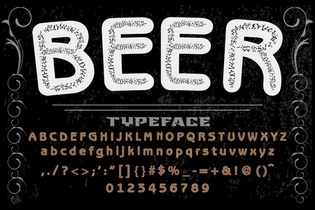 Font alphabet Script Typeface handcrafted handwritten vector label designのイラスト素材