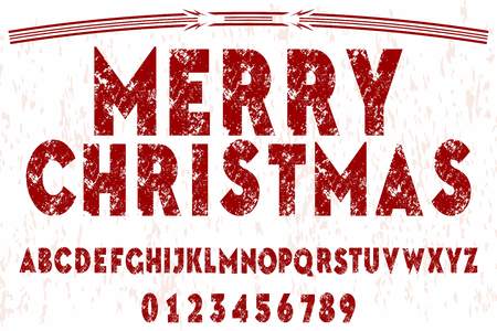 merry christmas vintage font  handcrafted vector alphabetのイラスト素材
