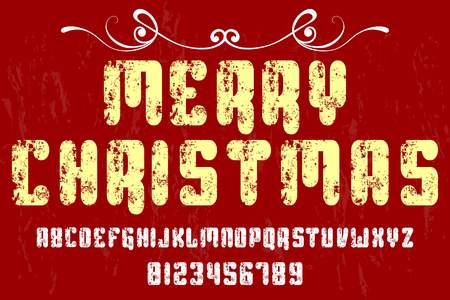 merry christmas vintage font  handcrafted vectorのイラスト素材