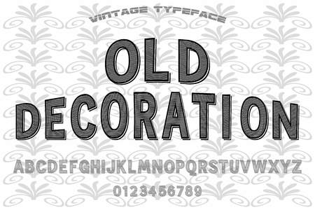 Vintage handcrafted illustration of alphabet and numbers font and the word old decoration.のイラスト素材