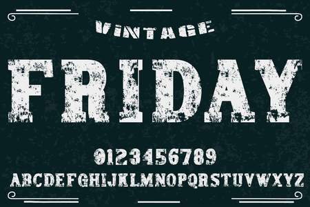 vintage font alphabet old style vector named fridayのイラスト素材
