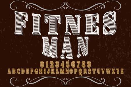 vintage font hancrafted vector named fitnes manのイラスト素材