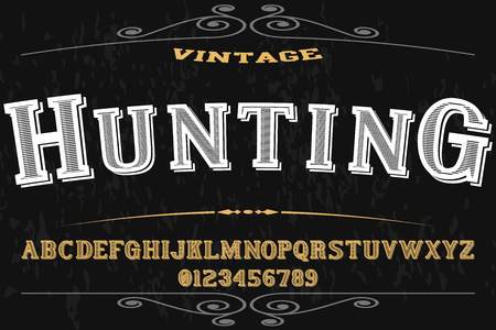 vintage font typeface alphabet old style vector named huntingのイラスト素材