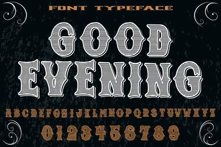 vintage font typeface handcrafted vector named good eveningのイラスト素材