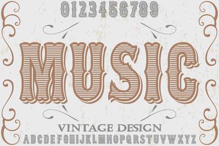 Font alphabet handcrafted vector script  design,handwritten name musicのイラスト素材