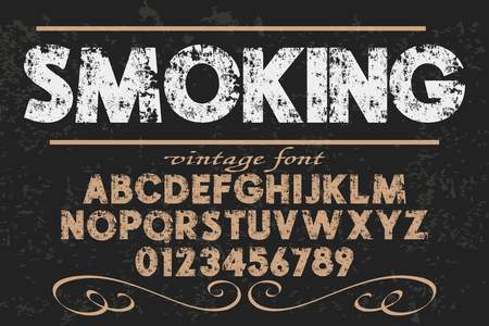 Font alphabet Script Typeface handcrafted handwritten vector label design named smokingのイラスト素材