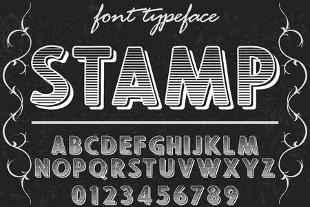 Font alphabet Script Typeface handcrafted handwritten vector label design named stampのイラスト素材