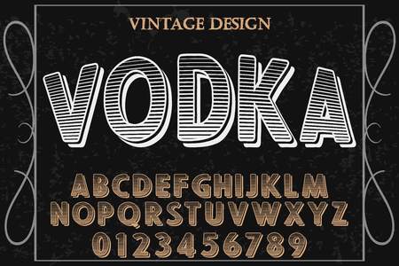 Font alphabet Script Typeface handcrafted handwritten vector label design named vodkaのイラスト素材