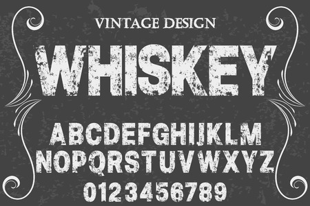 Font alphabet Script Typeface handcrafted handwritten vector label design named whiskeyのイラスト素材