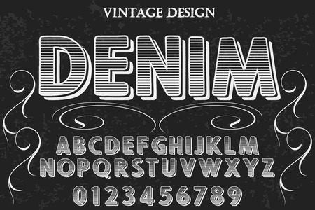 Font alphabet Script Typeface handcrafted handwritten vector label design named-denimのイラスト素材