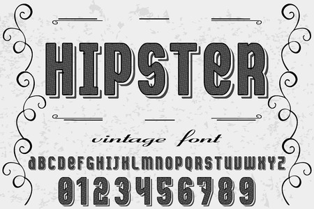Font.alphabet.Script.Typeface handcrafted handwritten vector label design name hipsterのイラスト素材