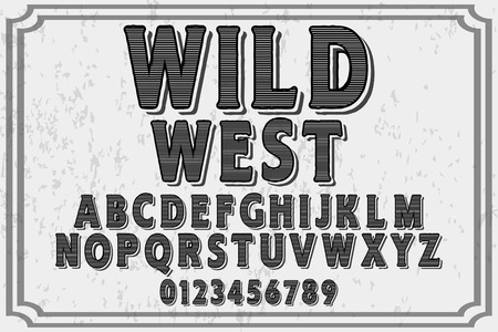 Font.alphabet.Script.Typeface handcrafted handwritten vector label design name wild westのイラスト素材