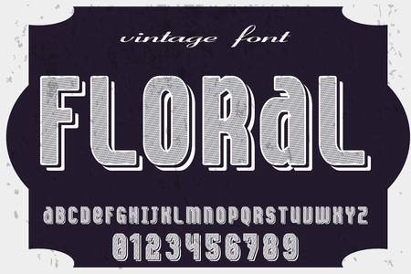 Font.alphabet.Script.Typeface handcrafted handwritten vector label design named floralのイラスト素材