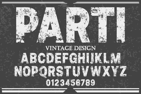 Font.alphabet.Script.Typeface handcrafted handwritten vector label design named partyのイラスト素材