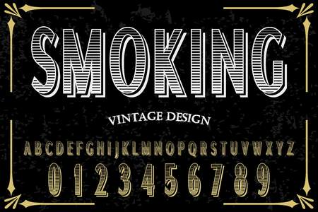 Font.alphabet.Script.Typeface handcrafted handwritten vector label design named smokingのイラスト素材