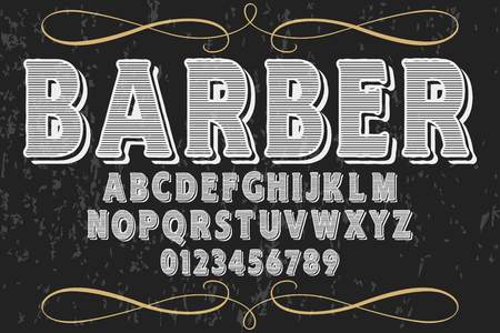 Font alphabet Script Typeface handcrafted handwritten vector label design named barberのイラスト素材