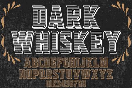 Vintage font alphabet handcrafted vector named dark whiskeyのイラスト素材