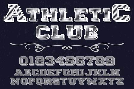 vintage font typeface handcrafted vector named athletic clubのイラスト素材