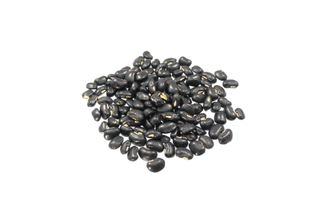 Dry black beans on white backgroundの写真素材
