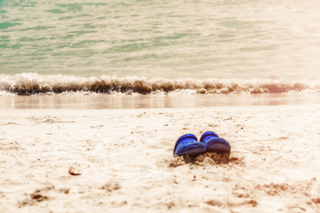 White Caribbean Beach With Summer Footwearの写真素材