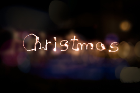 Christmas spotlight writingの写真素材