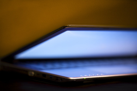 Laptop half openの写真素材