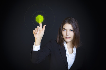 Pressing the green buttonの写真素材