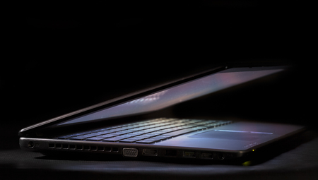 Laptop half open