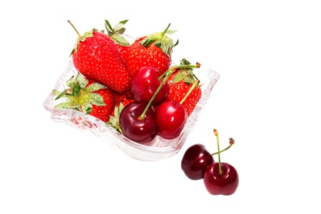  Beautiful strawberries isolated on white background.の写真素材