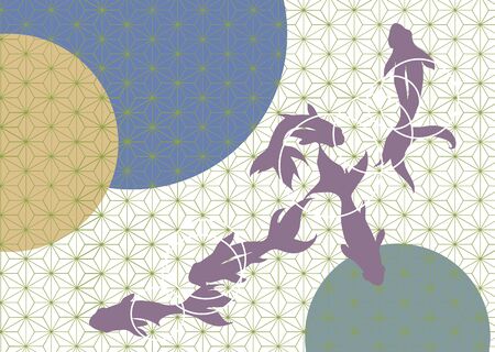 Japanese pattern cut featuring Japanese patterns with goldfish motifsの写真素材