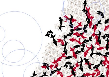 Japanese pattern cut featuring Japanese patterns with goldfish motifsの写真素材