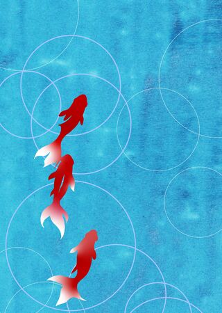 Summer image cut with goldfish as motifの写真素材