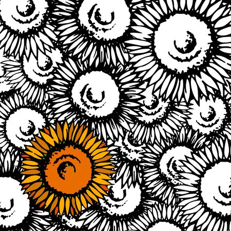 Background material designed with sunflower motifの写真素材