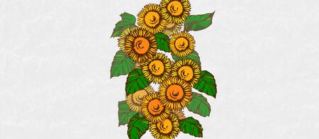 Background material designed with sunflower motifの写真素材