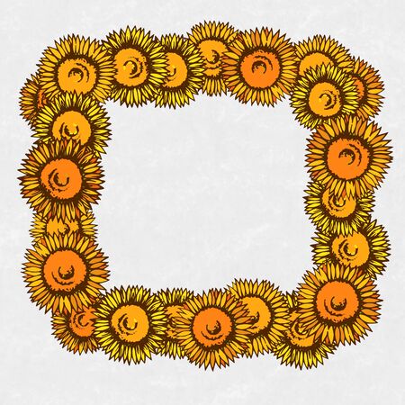 Frame material designed with sunflower motifの写真素材