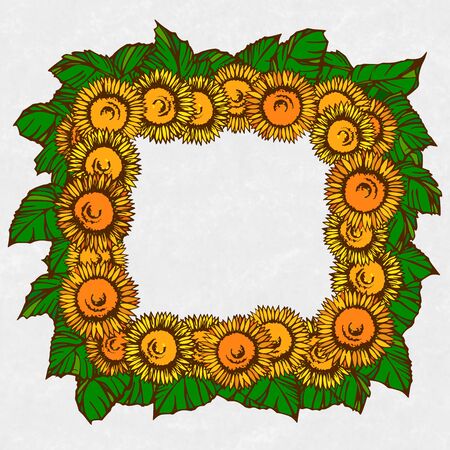 Frame material designed with sunflower motifの写真素材